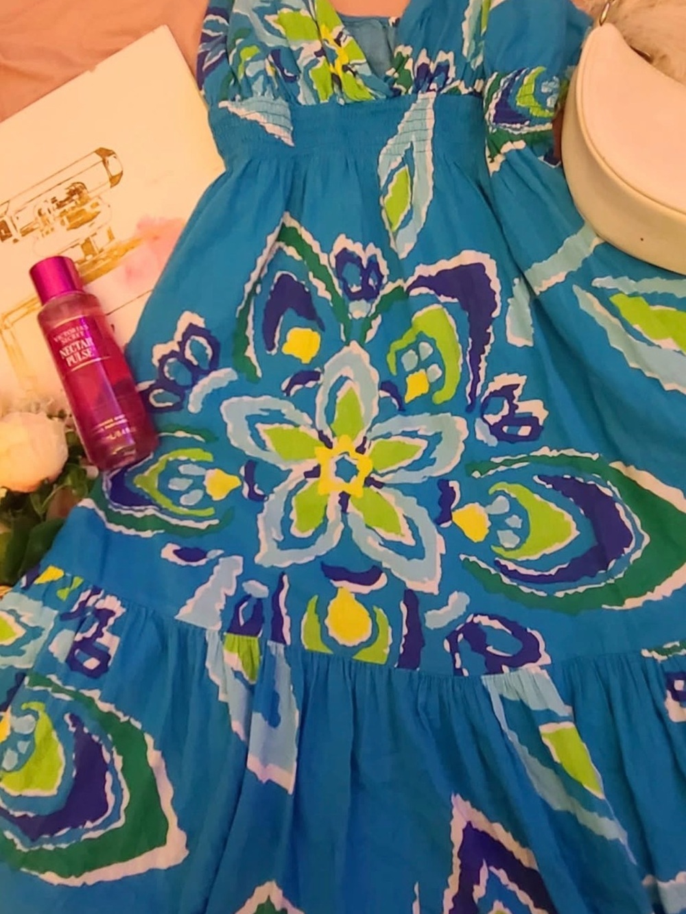 Old Navy Blue Multicolor Floral Tiered Sundress  
Size S